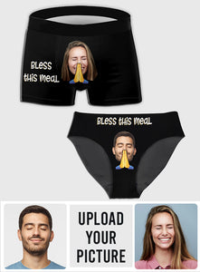 Bless This Meal - Personalized Couple Women Briefs & Men Boxer Briefs