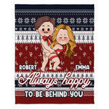 Always Happy To Be Behind You - Personalized Couple Blanket