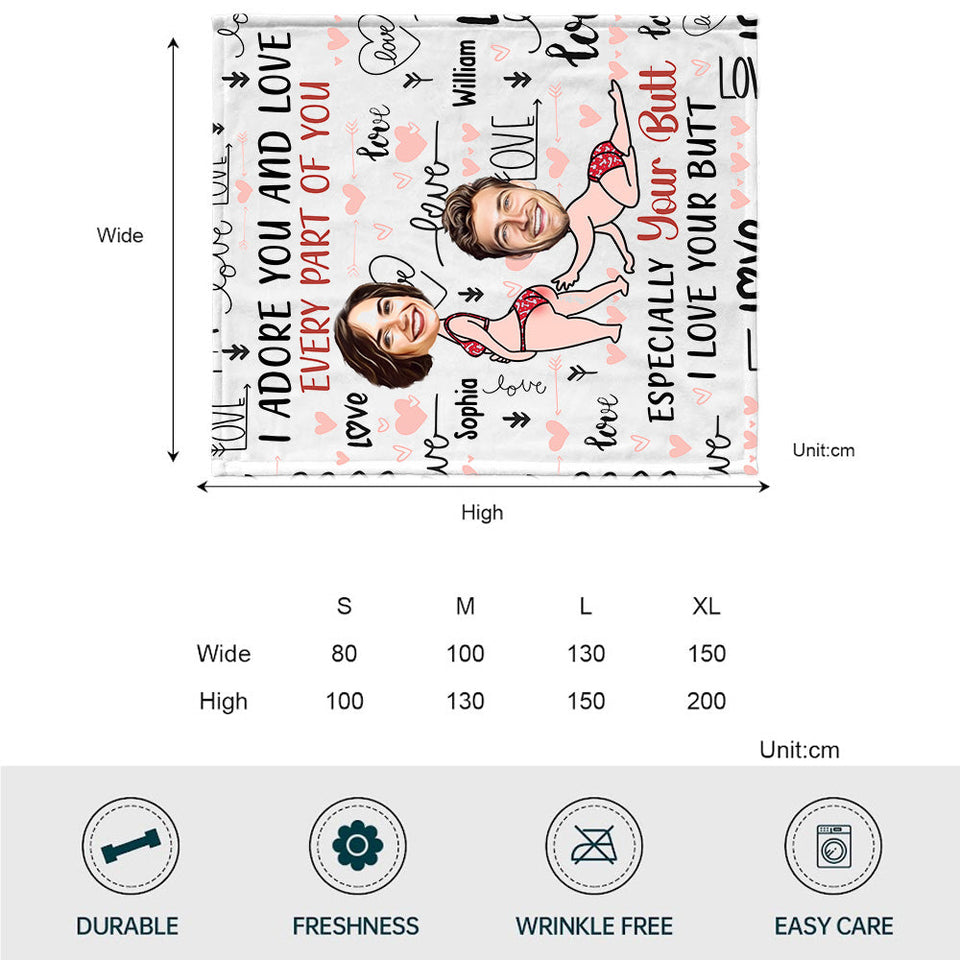 I Adore You And Love Every Part Of You Custom Face Upload Image - Personalized Couple Blanket