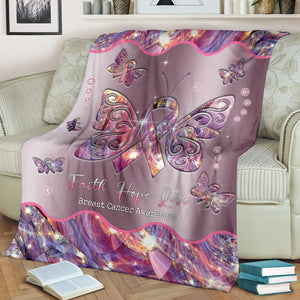Faith Hope Love Breast Cancer Awareness Blanket 0622