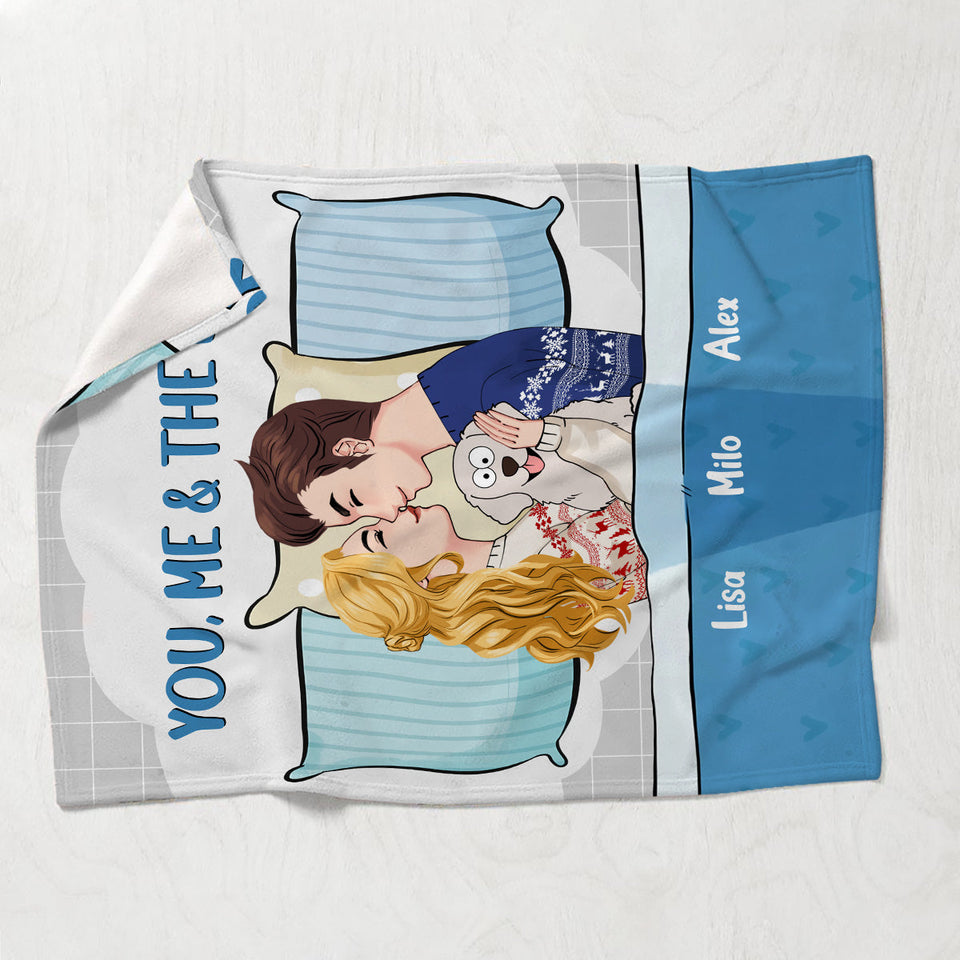 You Me And The Dog Cat - gift for dog lover, cat lover - Personalized Blanket