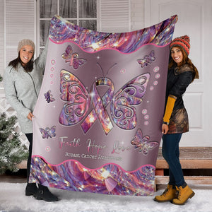 Faith Hope Love Breast Cancer Awareness Blanket 0622