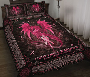Fight Like A Warrior Breast Cancer Awareness  Quilt Set 0622