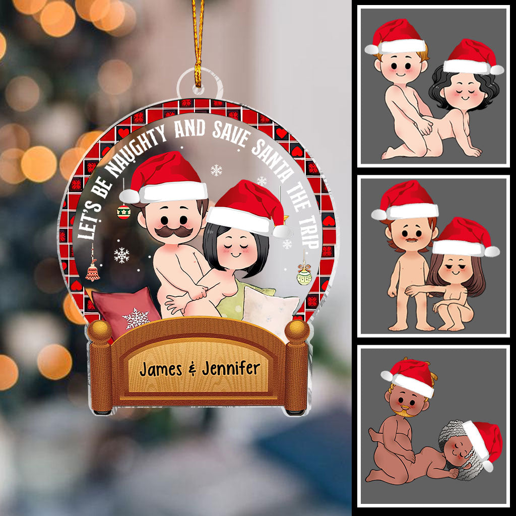 Let's Be Naughty - Personalized Couple Transparent Ornament