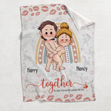 Together Is Our Favorite Place To Be - Personalized Couple Blanket