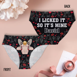 I Licked It So It's Mine - Personalized Couple Women Briefs & Men Boxer Briefs