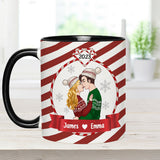 First Christmas Engaged - gift for boyfriend, girlfriend - Personalized Accent Mug