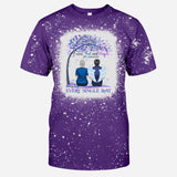 I Wear Teal And Purple - Personalized Suicide Prevention Bleached T-Shirt