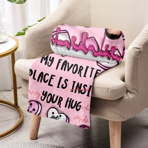 My Favorite Place Is Inside Your Hug Heart Candy - Personalized Couple Blanket