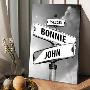 Vintage Street Sign - Personalized Couple Canvas And Poster