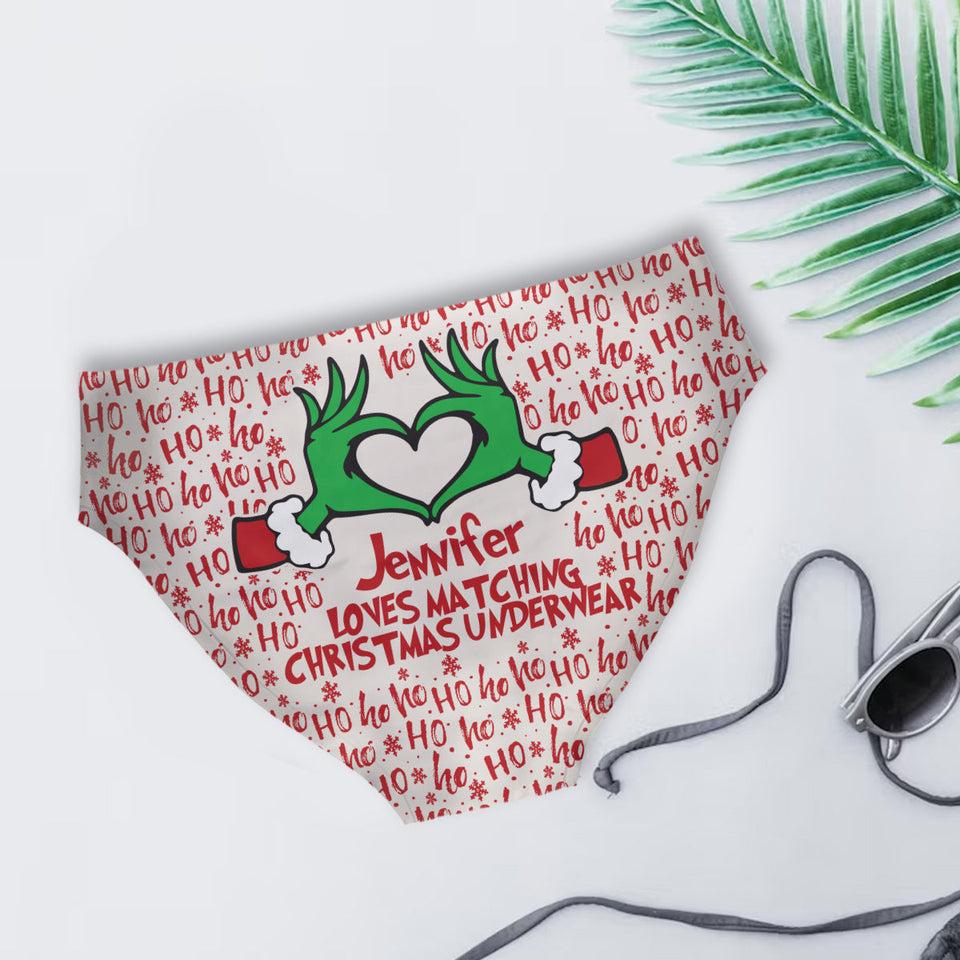 Matching Christmas Underwear For Couple - Personalized Couple Women Briefs & Men Boxer Briefs