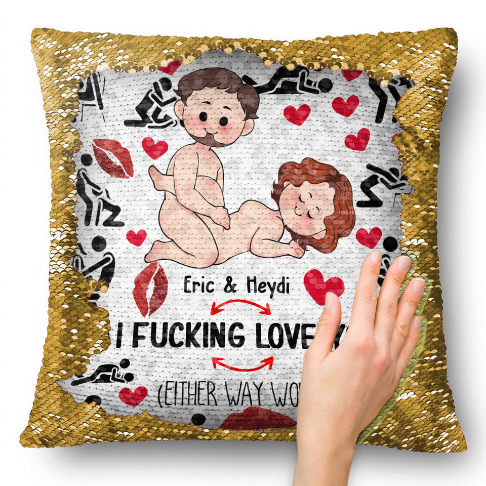 I Love You - Personalized Couple Sequin Pillow Cover