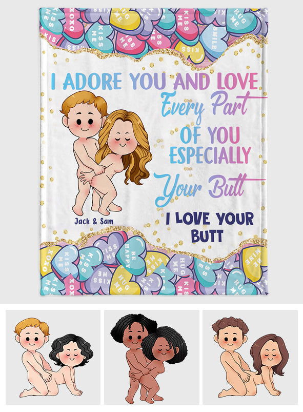 I Adore You And Love Every Part Of You - Personalized Couple Blanket