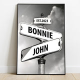 Vintage Street Sign - Personalized Couple Canvas And Poster