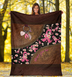 Never Give Up Leather Pattern Print Breast Cancer Awareness Blanket 0622