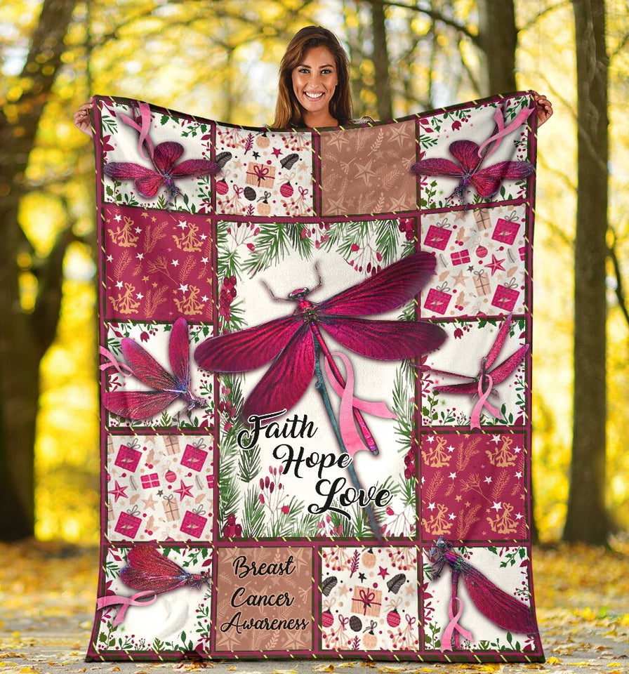 Faith Hope Love Breast Cancer Awareness Blanket 0622