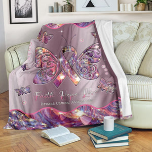 Faith Hope Love Breast Cancer Awareness Blanket 0622