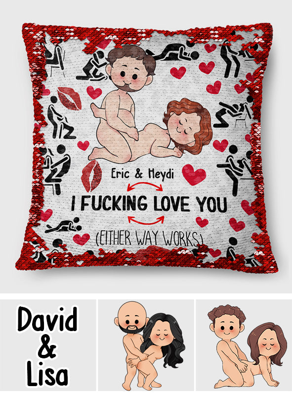 I Love You - Personalized Couple Sequin Pillow Cover