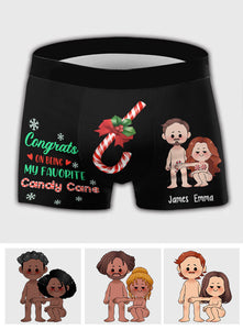 Congrats On Being My Favorite Candy Cane - gift for husband, wife, boyfriend, girlfriend - Personalized Men’s Boxer Briefs