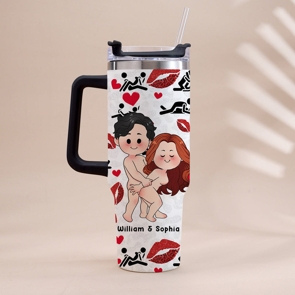 I Love You - Personalized Couple Tumbler With Handle