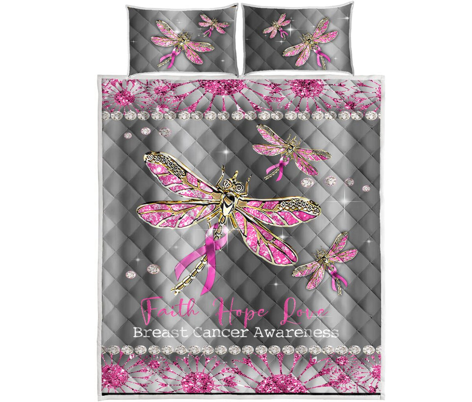 Faith Hope Love Breast Cancer Awareness  Quilt Set 0622