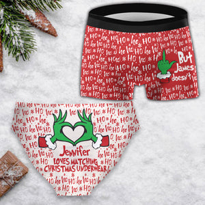 Matching Christmas Underwear For Couple - Personalized Couple Women Briefs & Men Boxer Briefs