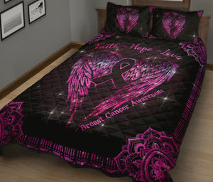 Faith Hope Love Breast Cancer Awareness  Quilt Set 0622