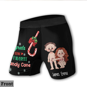 Congrats On Being My Favorite Candy Cane - gift for husband, wife, boyfriend, girlfriend - Personalized Men’s Boxer Briefs