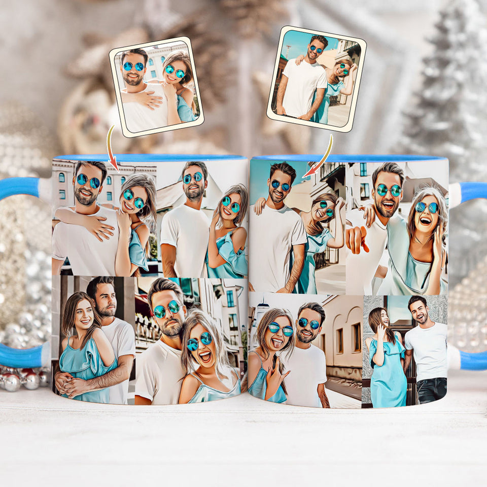 Cartoonize Photos Collage - gift for boyfriend, girlfriend, wife, husband - Personalized Accent Mug