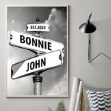 Vintage Street Sign - Personalized Couple Canvas And Poster