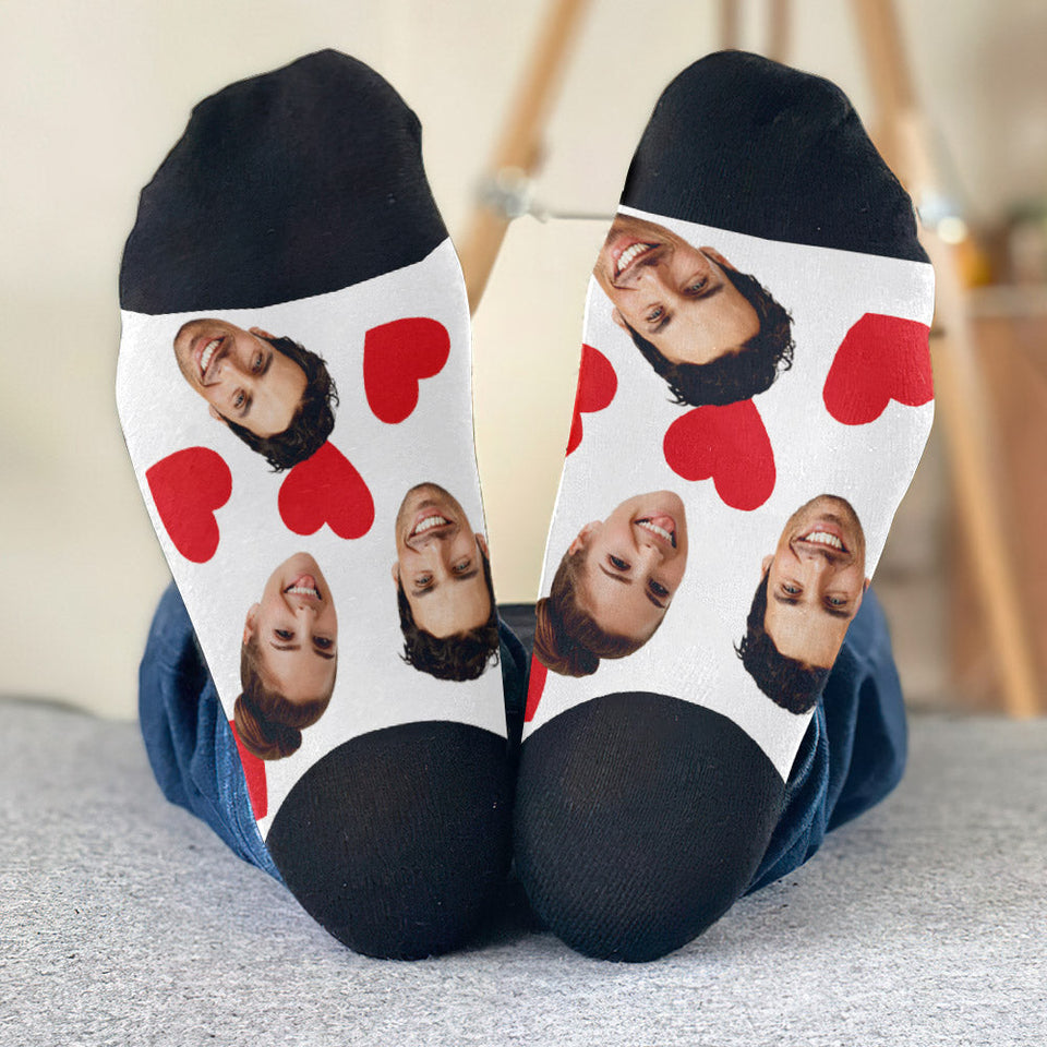 Funny Icon Pattern - Personalized Couple Socks