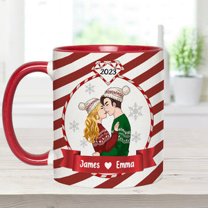 First Christmas Engaged - gift for boyfriend, girlfriend - Personalized Accent Mug