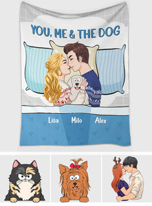 You Me And The Dog Cat - gift for dog lover, cat lover - Personalized Blanket