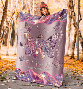 Faith Hope Love Breast Cancer Awareness Blanket 0622