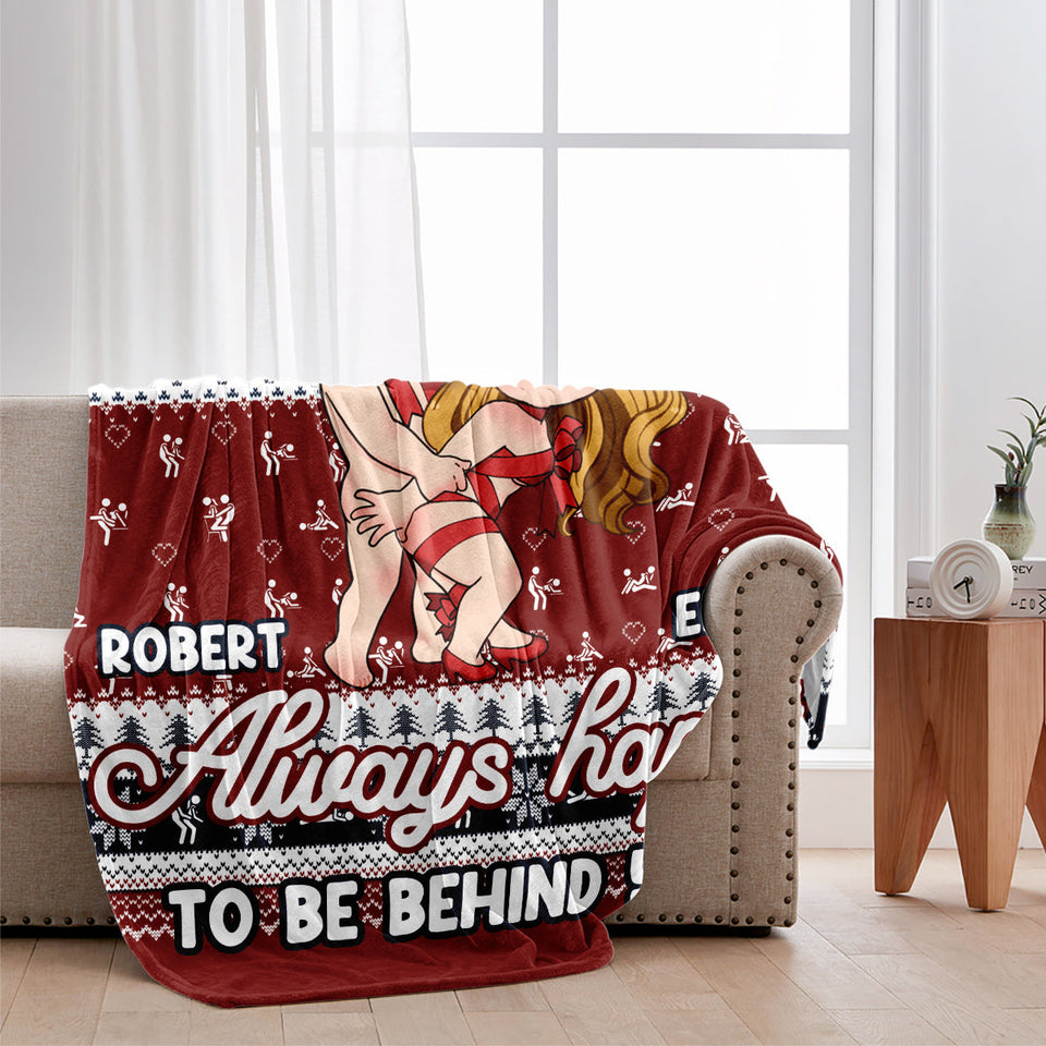 Always Happy To Be Behind You - Personalized Couple Blanket