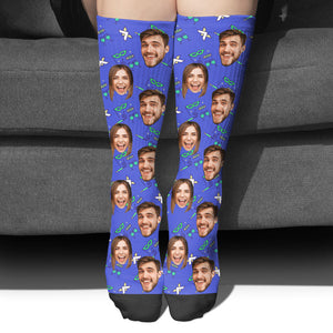 Custom Face Party Pattern - Personalized Couple Socks