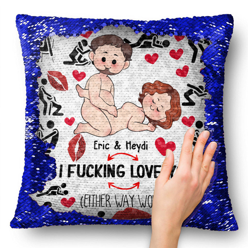 I Love You - Personalized Couple Sequin Pillow Cover