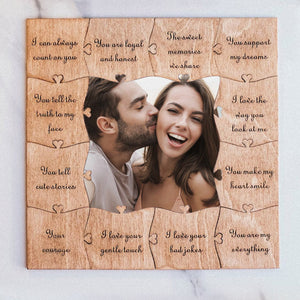 Reasons Why I Love You - gift for husband, wife, boyfriend, girlfriend - Personalized Picture Wooden Puzzle