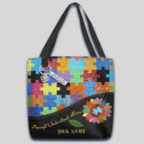 Accept Understand Love - Autism Awareness Personalized Quilt Pattern Print Tote Bag