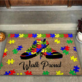 Walk Proud - Autism Awareness Coir Pattern Print Doormat