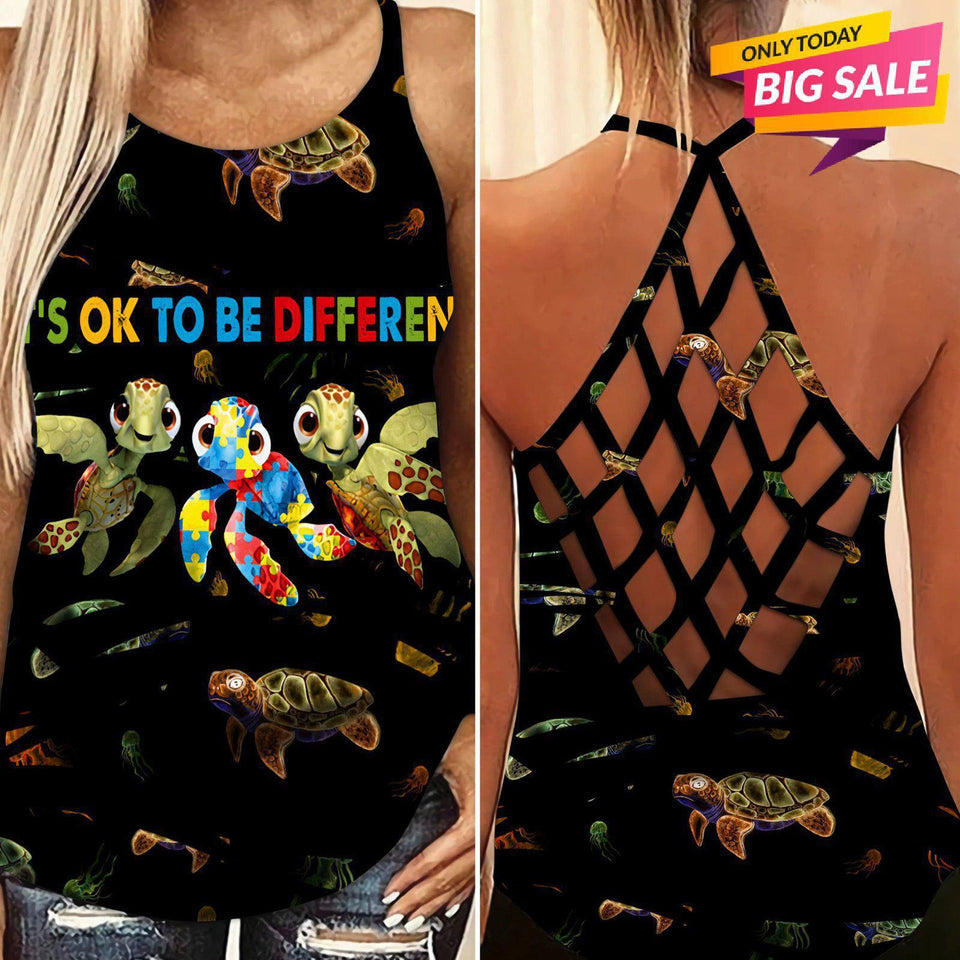 Autism Love - Autism Awareness Cross Tank Top 0921