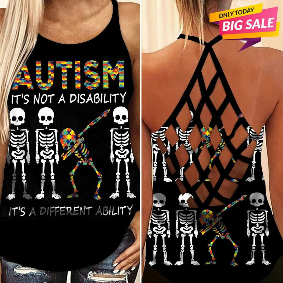 Autism Love - Autism Awareness Cross Tank Top 0921