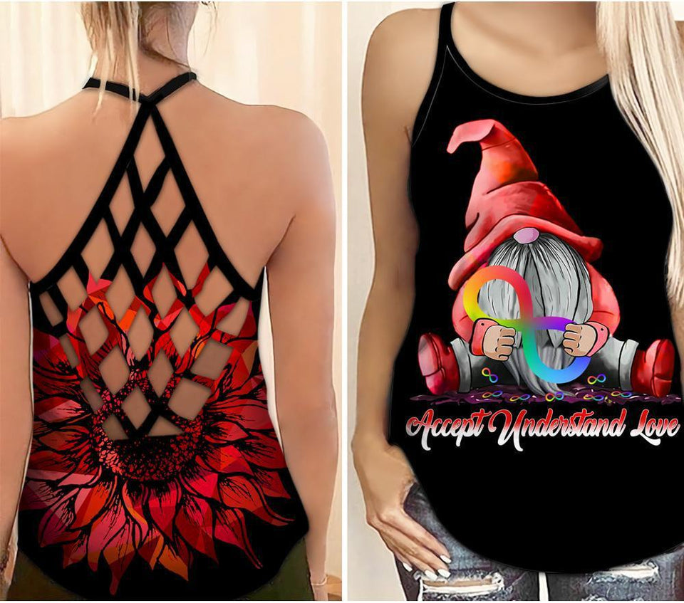 Autism Awareness : Accept Understand Love - Cross Tank Top 0921