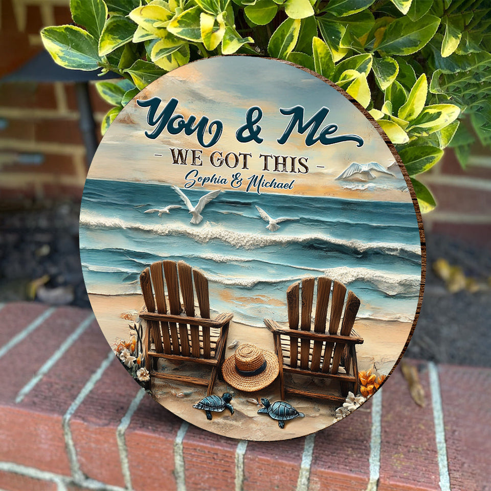 And So Together They Built A Life They Loved - Personalized Couple Round Wood Sign