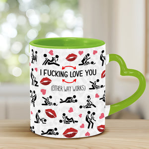 I Love You - Personalized Couple Heart Handle Mug