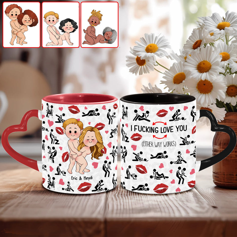 I Love You - Personalized Couple Heart Handle Mug