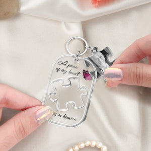 A Piece Of My Heart Lives In Heaven - Personalized Memorial Keychain with Charms