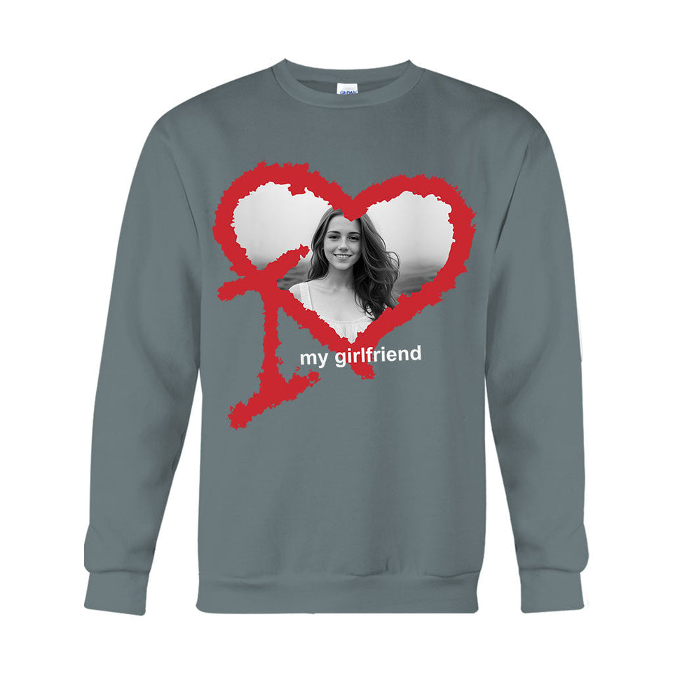 I Love My Girlfriend Boyfriend Husband Wife Custom Photo - Personalized Couple T-shirt And Hoodie