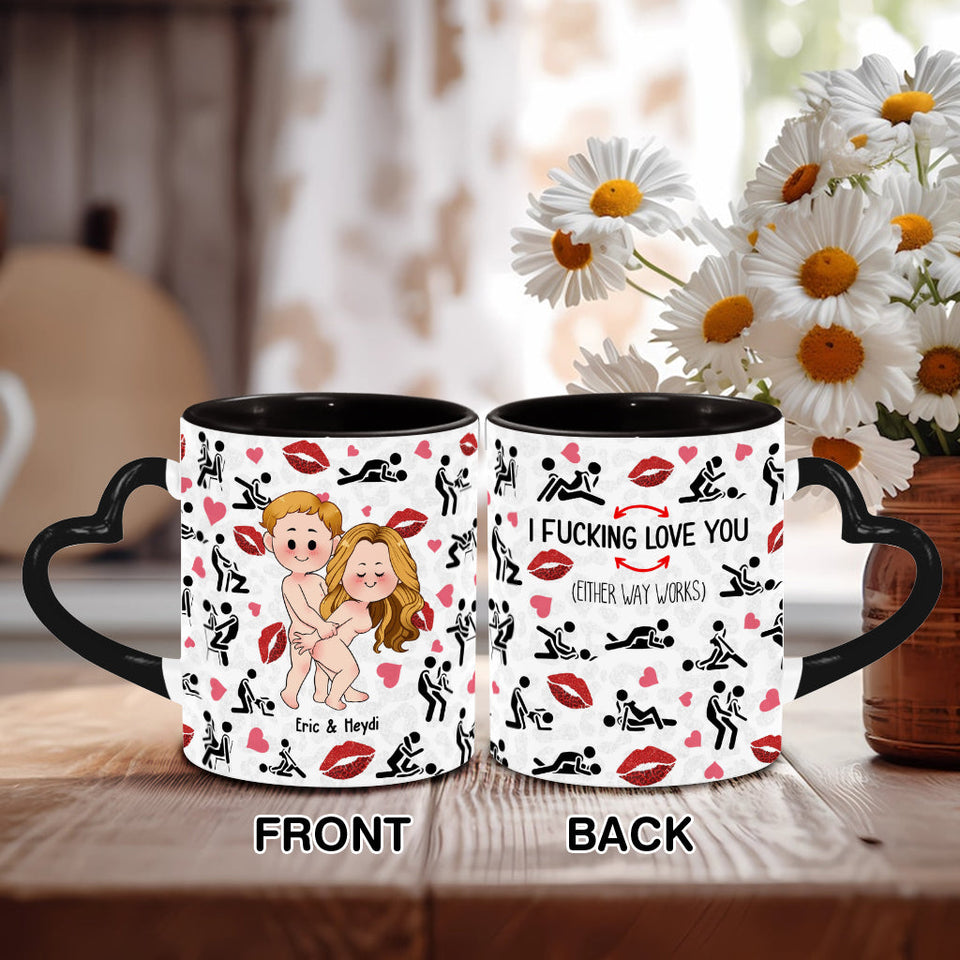 I Love You - Personalized Couple Heart Handle Mug