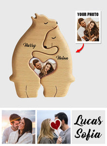 Bear Couple - Personalized Couple Wooden Art Puzzle